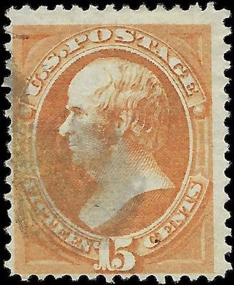 c1873 - Scott 163 Scott 15c Stamp - Used Secret Mark, Hard Paper - Solid