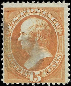 c1873 - Sc# 163 Scott 15c Stamp - Used Secret Mark, Hard Paper - Solid