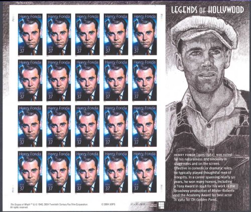 2005 Henry Fonda: Legends of Hollywood, Sheet of 20 x 37 Cent Stamps, Sc 3911