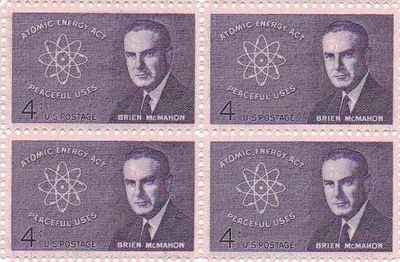 1962 Atomic Energy Act Brian McMahon Block of 4 4¢ Stamps -Scott1200 -MNH,OG cx204