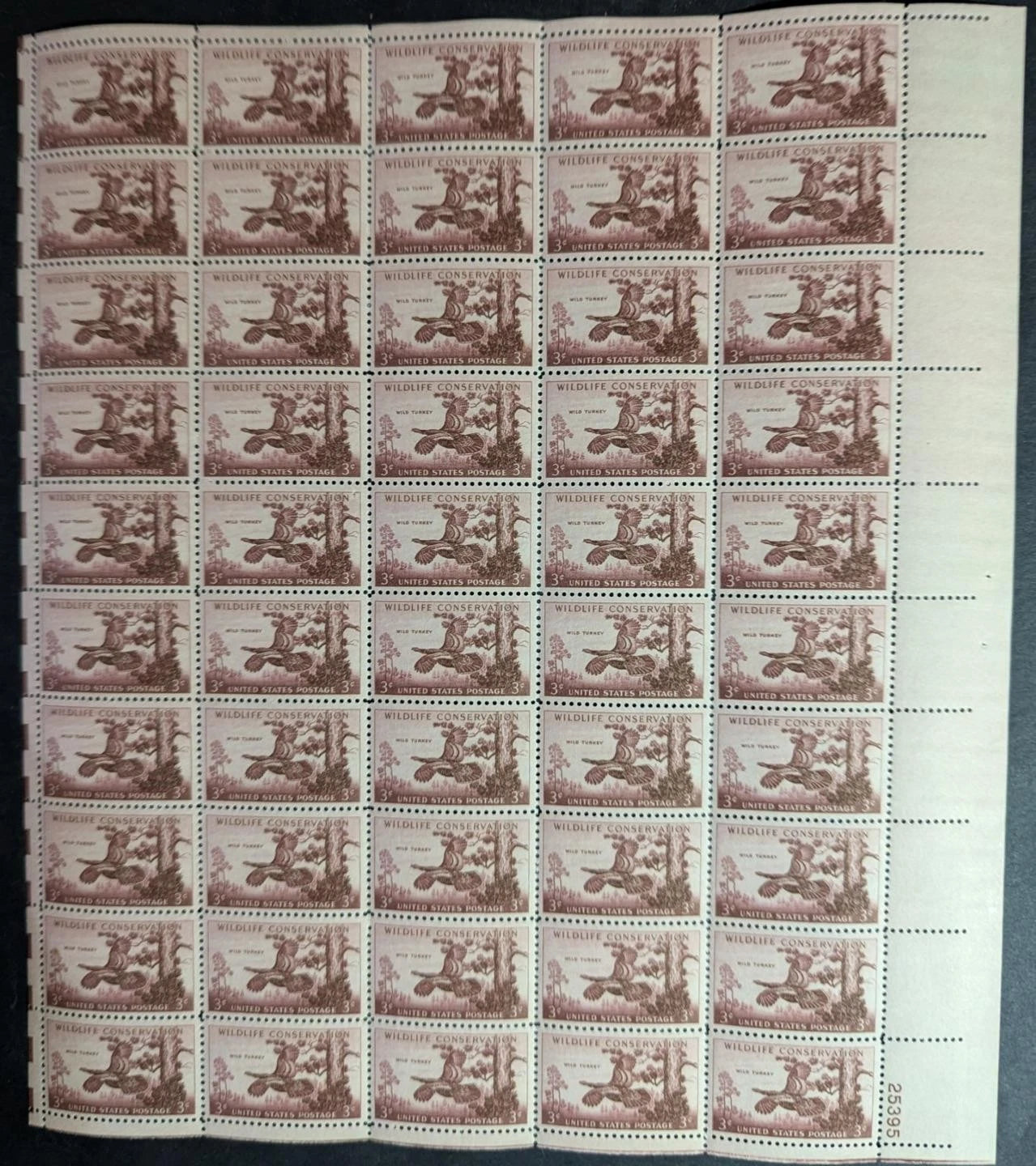 1956 USA 3c Wildlife Sheet -Scott 1077 -MNH, Undisturbed OG - No Sig Flaws