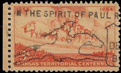VEGAS - 1954 Kansas 3c With - Scott 1061 - With Centered Horse Rider Cancel!