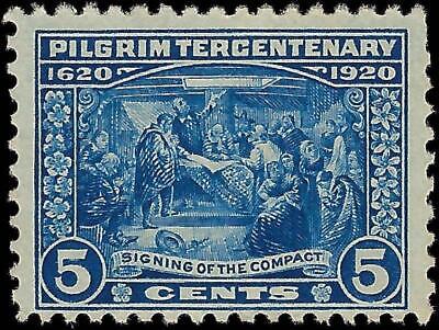 VEGAS - 1920 Pilgrim 5c - Scott 550 MNH, Undisturbed Gum - Short Perf Upper Right