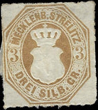 c1864 Mecklenburg-Strelitz, Germany 3sg - Scott 6 - MH - Thin Top