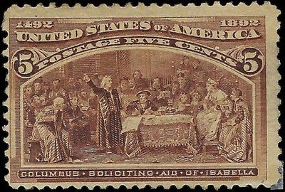 c1893 - Scott 234 5c Columbian Stamp MH, OG