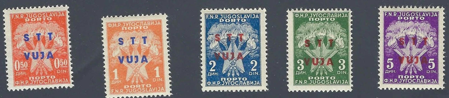 1954 Yugoslavia-Trieste Zone B - Scott J1-J5 - MNH, Undisturbed Gum Full Set!