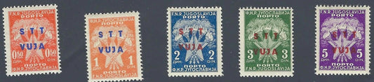 1954 Yugoslavia-Trieste Zone B - Scott J1-J5 - MNH, Undisturbed Gum Full Set!