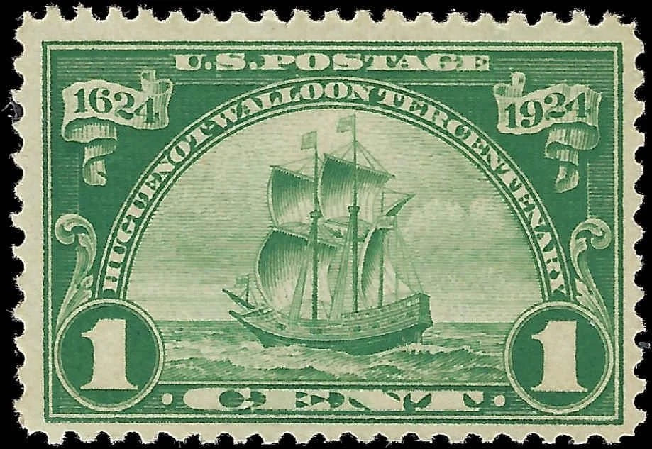 c1924 - Scott #614 Huguenot-Walloon Single MNH, OG - Well Centered!