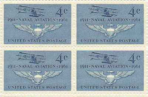1961 Naval Aviation Block of 4 4c Postage Stamps - Sc# 1185 - MNH,OG cx593