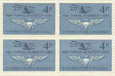 1961 Naval Aviation Block of 4 4c Postage Stamps - Sc# 1185 - MNH,OG cx593