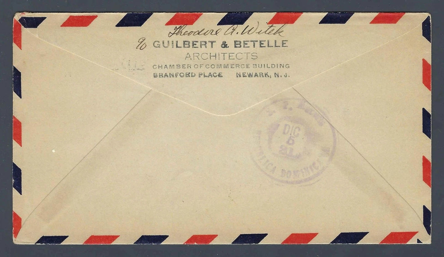 1931 FAM 6 First Flight Cover Miami to San Pedro de Macoris Dominican Republic