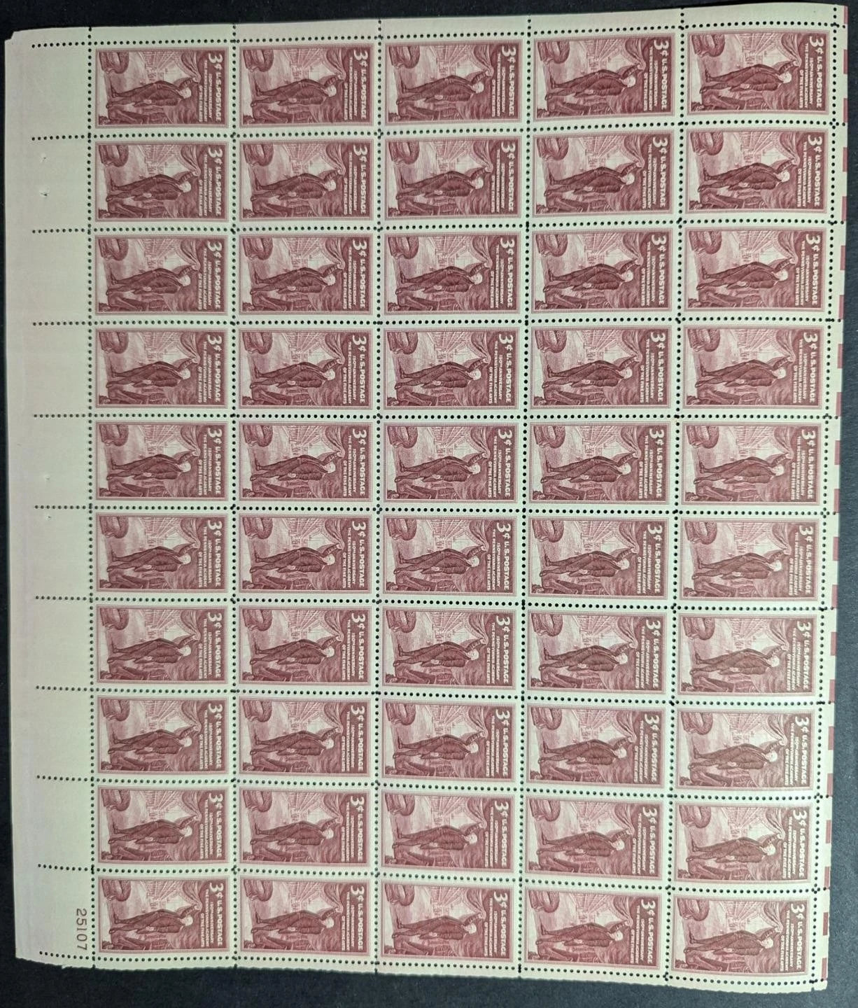 1955 USA 3c Fine Arts Sheet -Scott 1064 -MNH, Undisturbed OG - No Sig Flaws