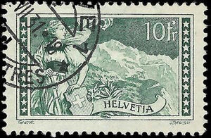 VEGAS - 1930 Switzerland - The Jungfrau - Scott 185, 10F - Used - Nice!