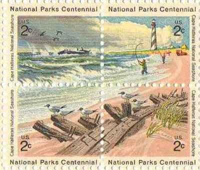 1972 Nat'l Parks Centennial Cape Hatteras Blk of 4 2c Postage Stamps Scott1448-51