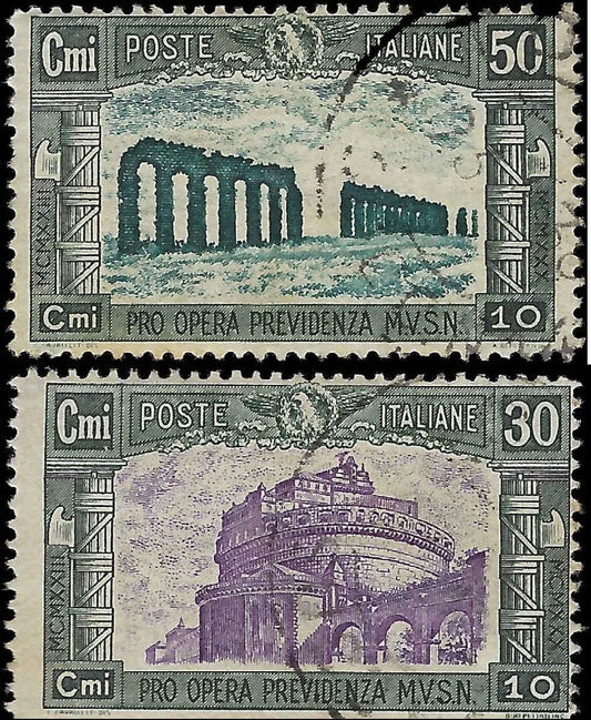1930 Italy Semi Postals- Scott B35, B36 - Canceled with Gum - Cat= $70