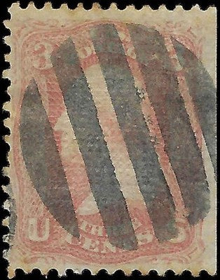 c1868 - Scott 94a Washington 3c Stamp - Used with "F" Grill - Excellent Centering!