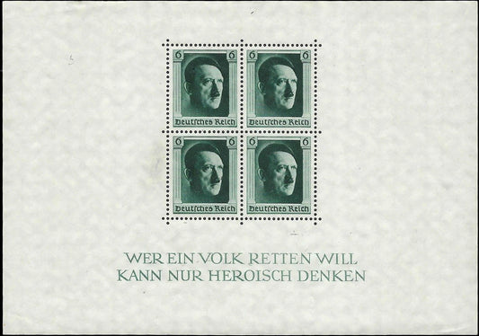 1937 Germany Souvenir Sheet - Sc# B102 - Mint, No Gum - Very Light Corner Crease