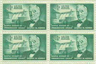 1961 Senator George W. Norris Block of 4 4c Postage Stamps, Scott1184, MNH, OG