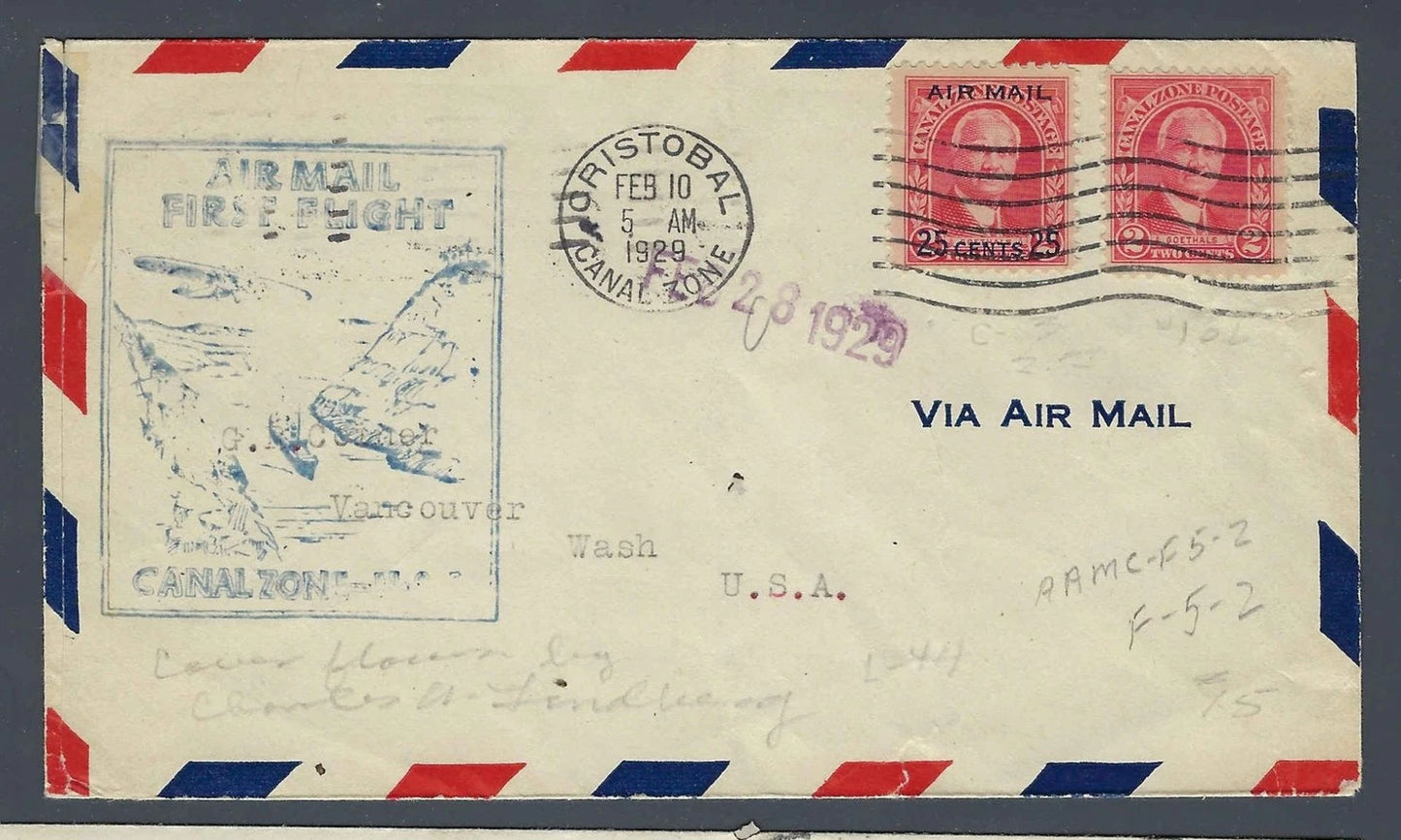 1929 FAM-5 Lindbergh Return Flight Cristobal Canal Zone to Miami C7 C8