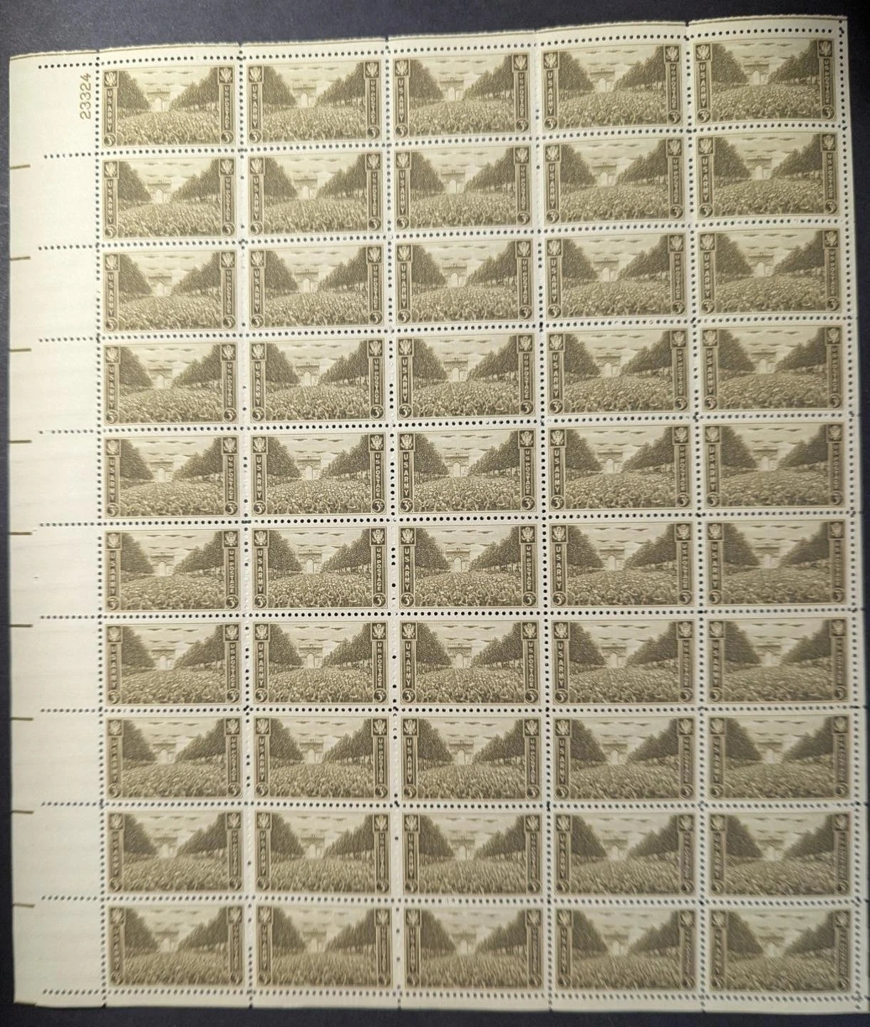 1945 USA US Army 3c Sheet -Scott 934 -MNH, Undisturbed OG -No Sig Flaws