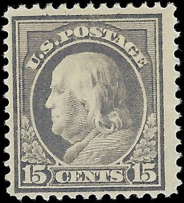 c1912 - Scott 418 15c Franklin Stamp (Perf 12) - MH, OG - Clean!