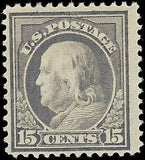 c1912 - Scott 418 15c Franklin Stamp (Perf 12) - MH, OG - Clean!