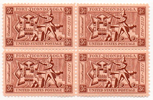 1955 Fort Ticonderoga Block of 4 3c Postage Stamps. Scott1071, MNH, OG