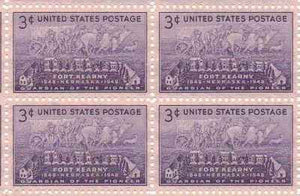 1948 Fort Kearny Block of 4 3c Postage Stamps, Sc# 970, MNH, OG