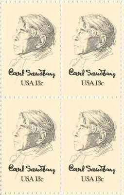 1978 Carl Sandburg Block of13c Postage Stamps, Scott1731, MNH, OG