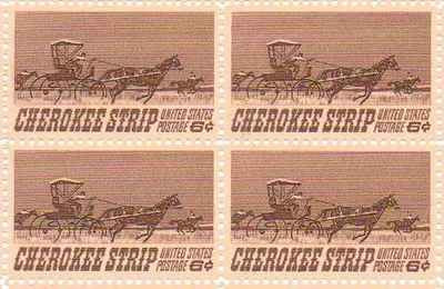 1968 Cherokee Strip Block of 4 6c Postage Stamps, Scott1360, MNH, OG