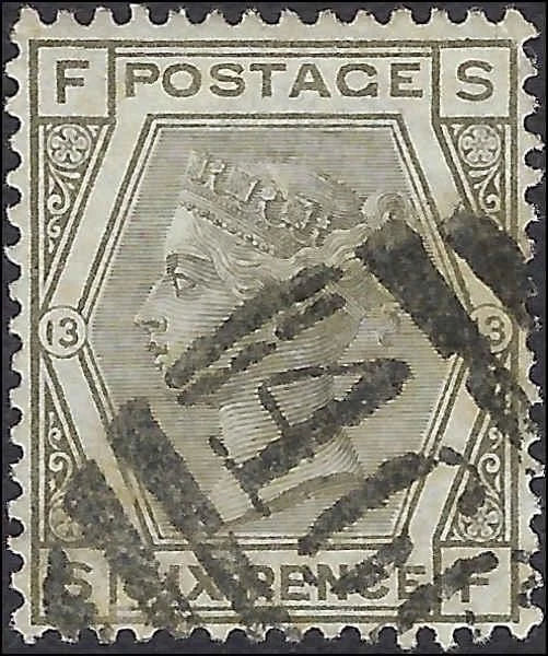 c1873 - Great Britain Scott # 62, Plate 13 - Used - Solid - Cat= $105!