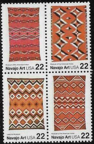 1986 Navajo Art Block of 4 22c Postage Stamps, Scott2235-2238, MNH, OG