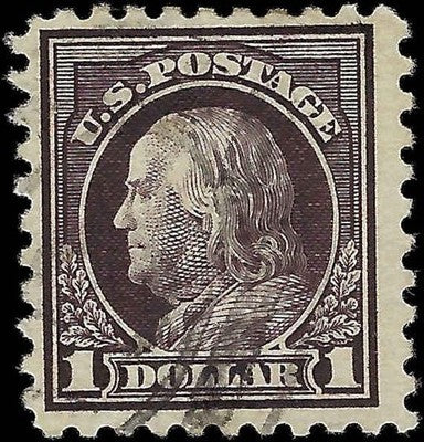 c1916 - Scott 478 $1 Franklin Stamp - Used - Light Cancel