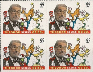2004 Dr. Seuss Block of 4 37c Postage Stamps, Sc#3835, MNH, OG