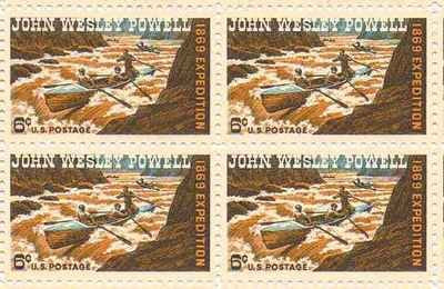 1969 John Wesley Powell Expedition Block of 4 6c Stamps, Scott 1374, MNH, OG