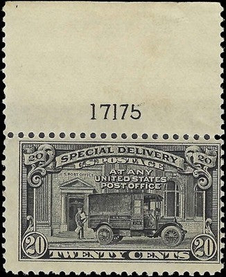 c1925 - E14 Special Delivery 20c with Plate # - MNH, OG (Light Hinge on Selvege)