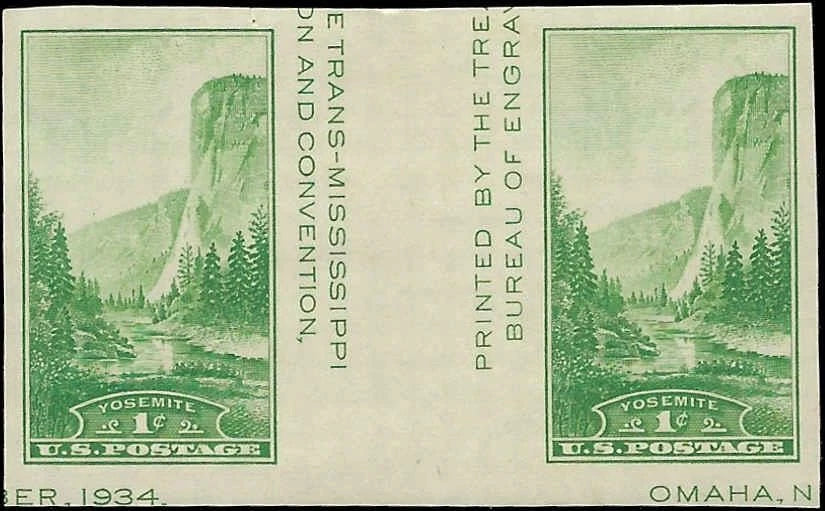 c1934 - #751 Imperf Gutter Pair - MNH , No Gum as Issued