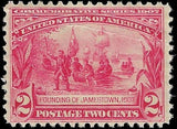 c1904 - #329 Jamestown 2c - Well Centered - MH, OG - Crease