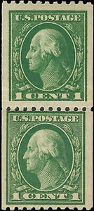 VEGAS - 1914 USA Washington Coil Paste-Up Pair - Scott 441 - MNH - SLWM, Perf 10