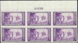 c1935 - #755 Wisconsin - Imperf Plate Block of 6 - MNH