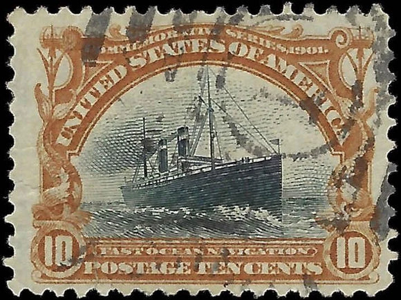 c1901- Scott 299 Steamship 10c - Used - Nice Centering!