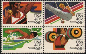 1984 Summer Olympics ~Airmail ~ Block of 4 40c Stamps - Sc# C108a - MNH,OG