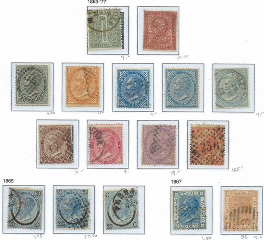 1863 -1877 Italy - Sc# 24-36 - Complete Set! - Stamps Only