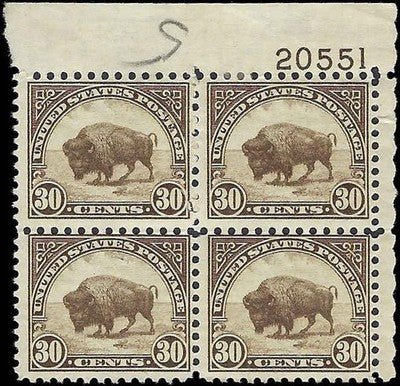 c1931 - Scott 700 Bison/Buffalo Plate Block of 4 - MH, OG