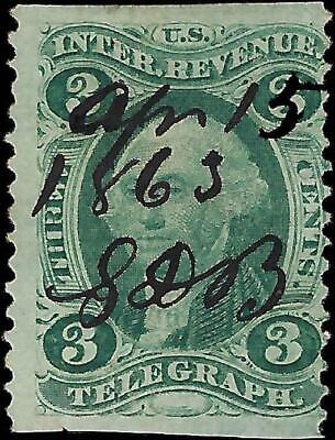 VEGAS - 1862-71 Revenue - Scott R19b Part Imperf - Light Crease Upper Right