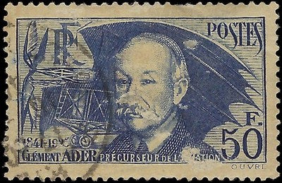 c1938 France 50fr - Scott 348 - Used - Damaged - Cat= $77.50