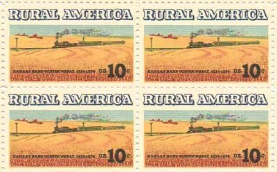 1974 Rural America Kansas Block of 4 10cPostage Stamps, Scott1506, MNH, OG