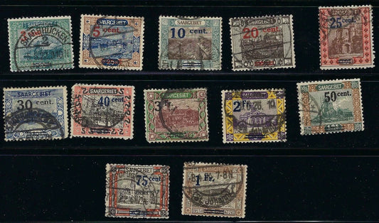 1921 Saar Sc# 85-97 Less 88 Short Set as Shown -72 All Canceled