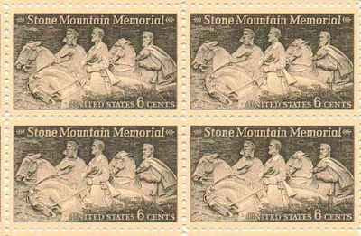 1970 Stone Mountain Memorial Block of 4 6c Postage Stamps, Scott1408, MNH, OG