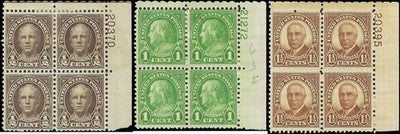 1920s Sc# 653,632,684 Plate Blocks - All MH, OG